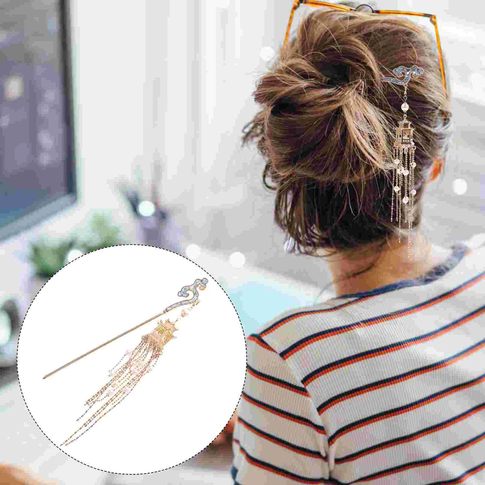 

Hairpin Chinese Lantern Long Stick Women Tiara Chopsticks for Bun Dangle Women's