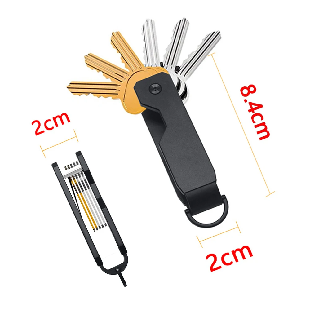 Mens Key Organizer Compact Metallic Key Holder Minimalist Innovative Keyholder Smart Keychain Secures 2 6Keys key holder key organizer