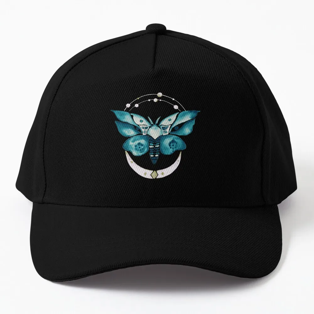 

Watercolor lunar turquoise crystal moth Baseball Cap Hat Man For The Sun New In Hat Women Hats Men's