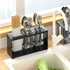 Household Countertop Drain Storage Rack Kitchen Knife and Fork Storage Rack Chopstick Tube Bathroom Toothpaste Makeup Brush Rack 1