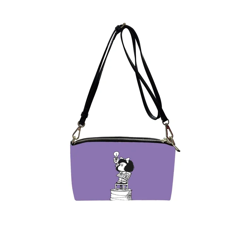 cute cartoon Mafalda PU Crossbody Bag 2023 New Women's Fashion Shoulder Bag Minimalist Small Square Bag for Women