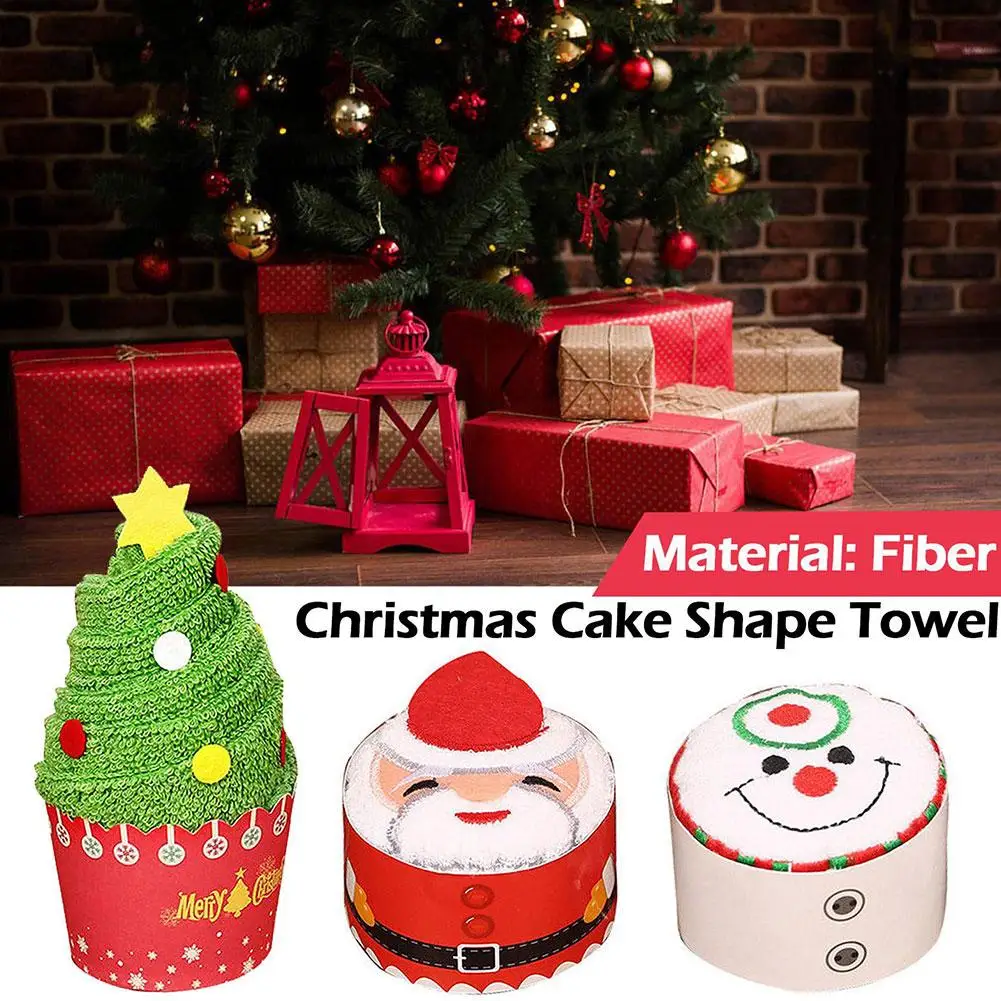 

Christmas Cake Shape Towel Snowman Dinner Decor New Year 2023 2024 Embroidered Towel For Home Party Gift J1F8