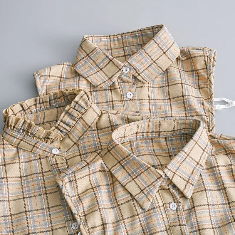 

Plaid Lapel Fake Collar Solid Color Vintage Detachable Collar Girls Removable Neckwear Blouse Lapel False Collar Accessories
