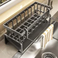 Kitchen Sink Drain Rack Organizer ABS Plastic Self-draining Sink Shelf Soap Sponge Holder Dishcloth Towel Rack filter basket 1