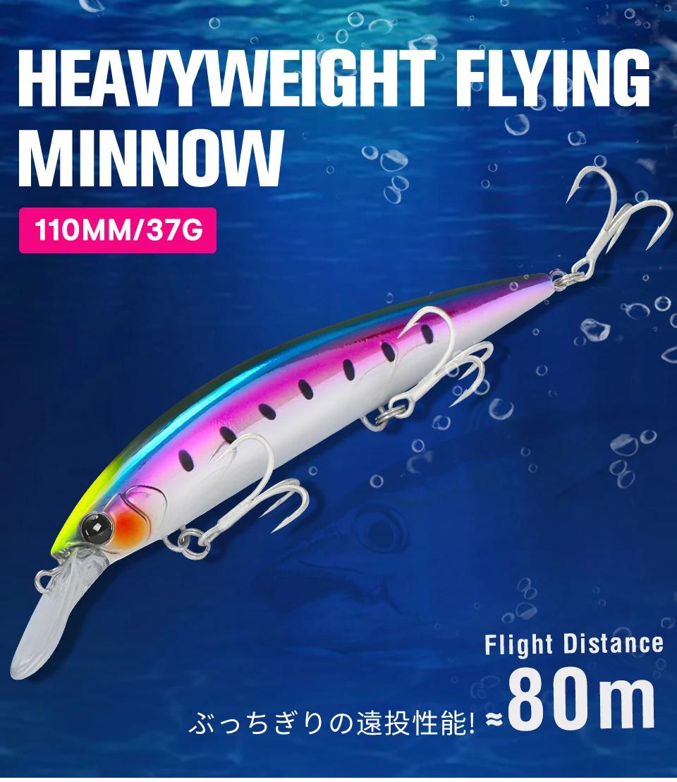 TSURINOYA 110mm 37g Sinking Minnow Max 80m Long Casting Angelköder Meeresangeln Künstlicher harter Köder WIZARD 110S Jerkbait Köder – Detail 3