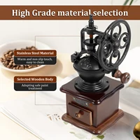 Creative wooden retro coffee grinder with adjustable multi-purpose antique style household manual coffee grinder 2