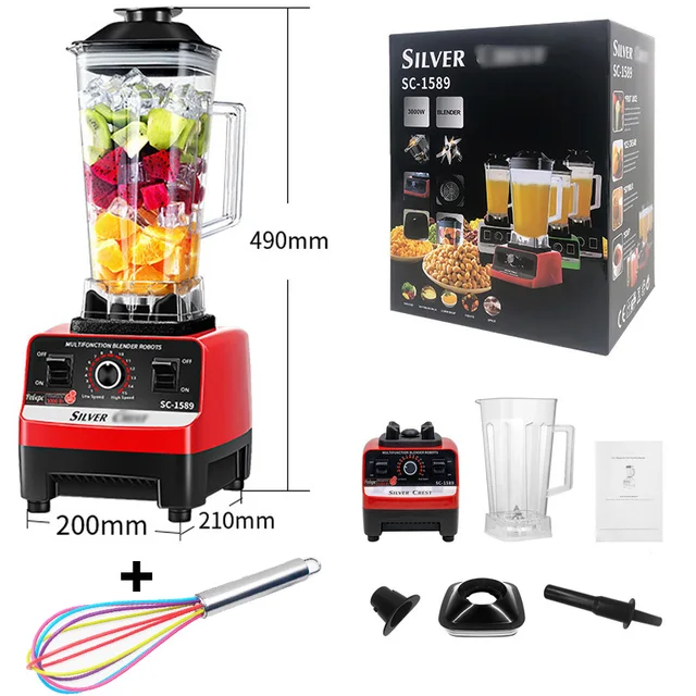 fusie Trouw Bowling Silver 3000w Heavy Duty Commercial Grade Blender 6 Blades Mixer Juicer  Fruit Food Processor Ice Smoothies Bpa Free 2l Jar - Blenders - AliExpress