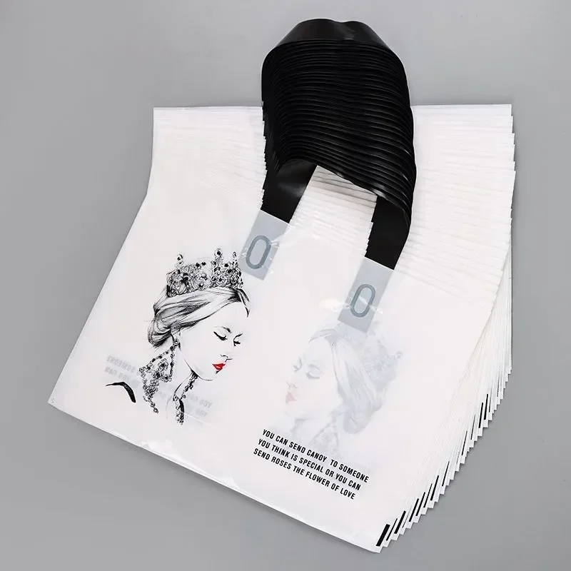 50pcs Clothing Store Shopping Bags Strawberry Pattern Cartoon Handheld Gift Children's Bag Plastic Packaging and Storage Pocket 6