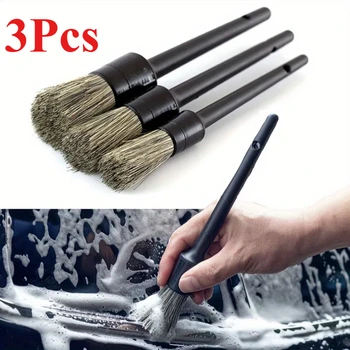 3Pcs Car Detailing Brushes Set Cleaning Brushes For Tire Hub, Air Outlet, Interior Gap 1