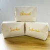 Personalized Embroidery Makeup Bag Portable PU Saffiano Leather Waterproof Toiletry Cosmetic Kits for Man Woman Custom Name Logo 2