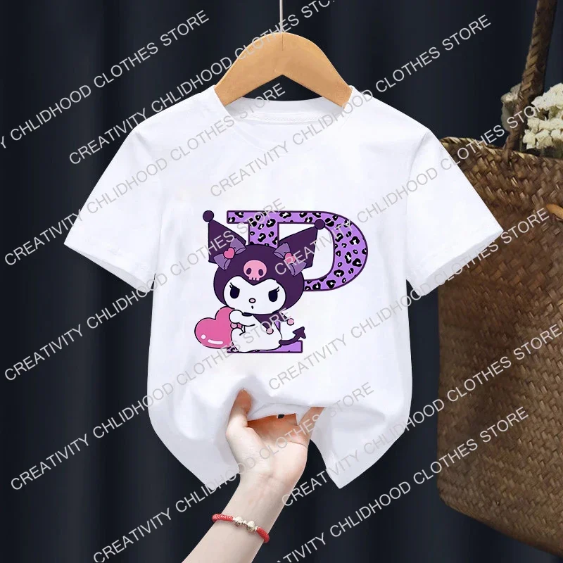 Kuromis Children T-Shirt Letter A B C D Cartoons Kid Tee Shirts Anime Kawaii Tops Casual Clothes Boy Girl Fashion Short Sleeve 3