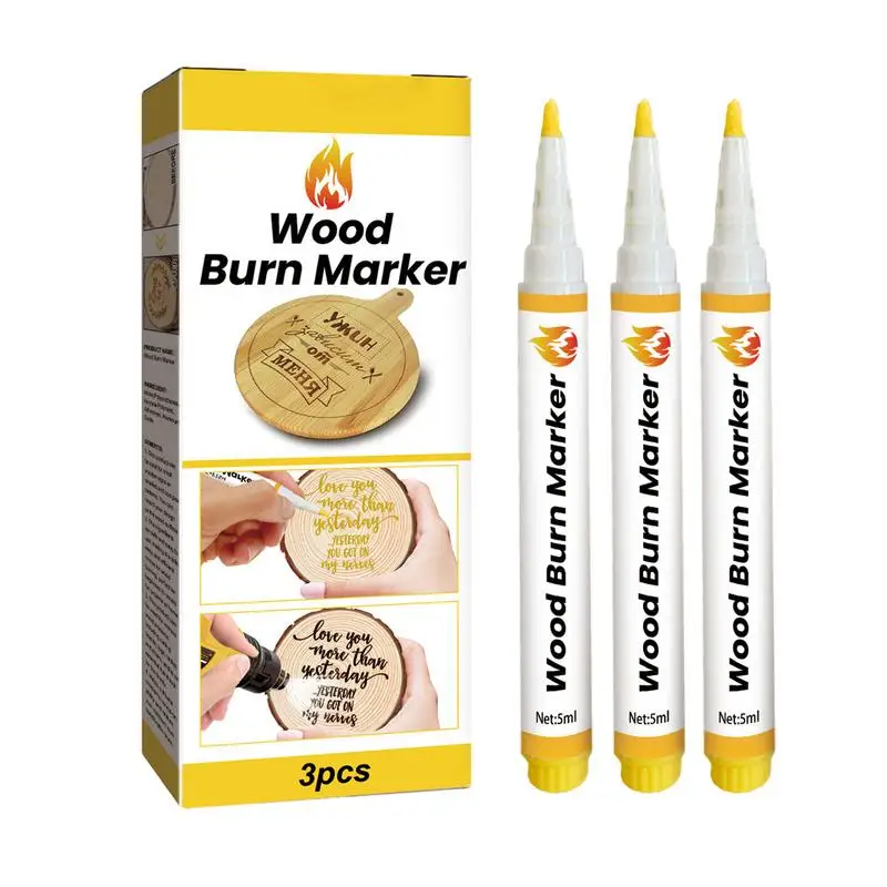 

Wood Burning Marker 3pcs 5ml Wood Burning Pen Tool DIY Safe Craft Tools Quick Wood Markers For Arts Making Gifts Stencil Wood