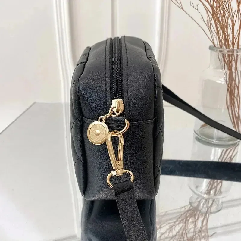 New Fashion Women's Minimally Embroidered Camera Bag Checkered Crossbody Bag