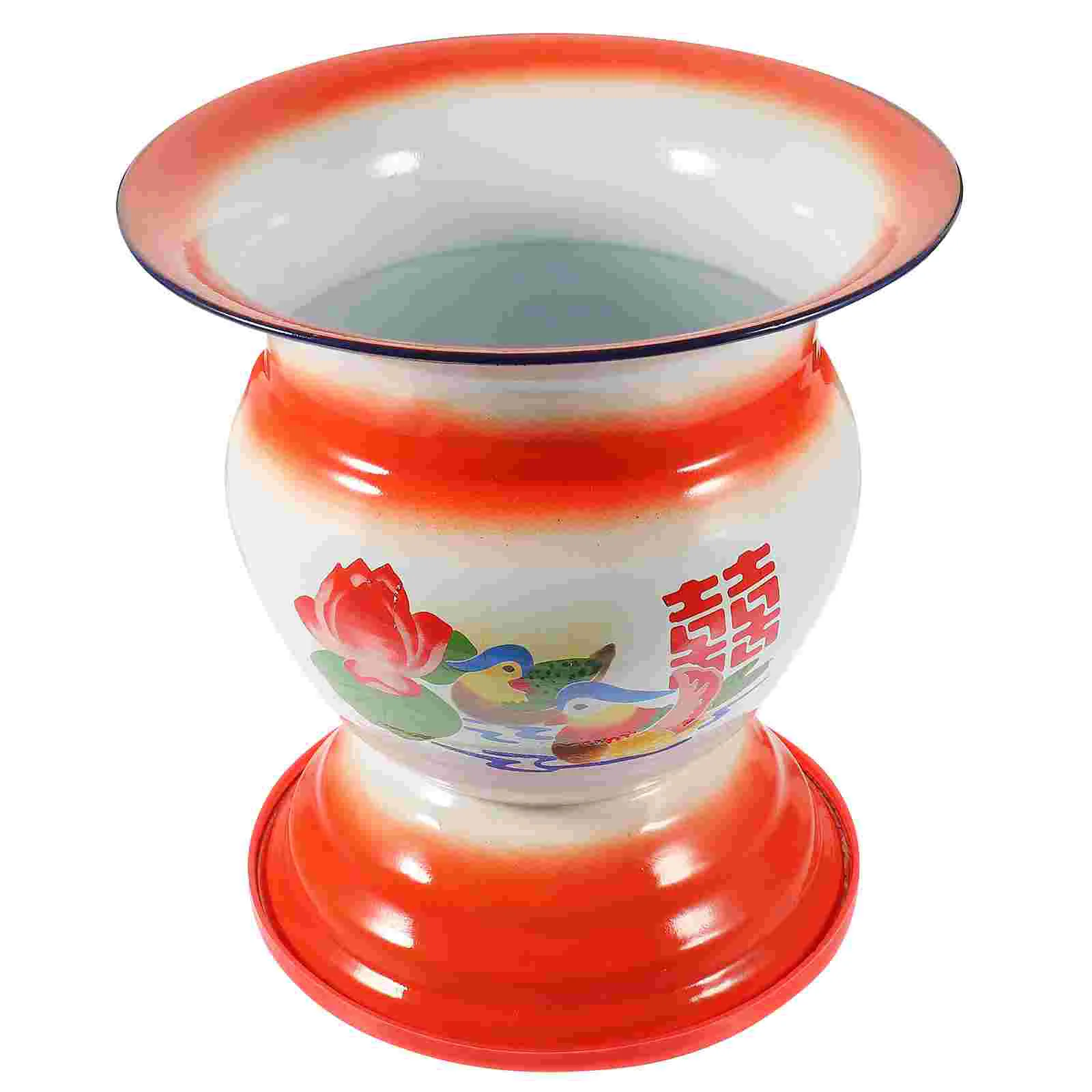 

Fruit Basket Container Enamel Storage Hamper Baskets Shelf Desktop Holder Metal