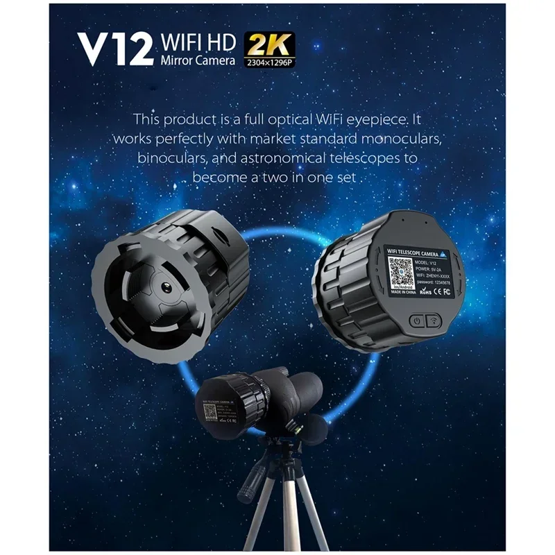 2K 4MP Mirror Camera Wifi Electronic Optical Eyepiece Telescope for Astrophotography, Planetary ,Bird Watching Spport 2 Phones 5
