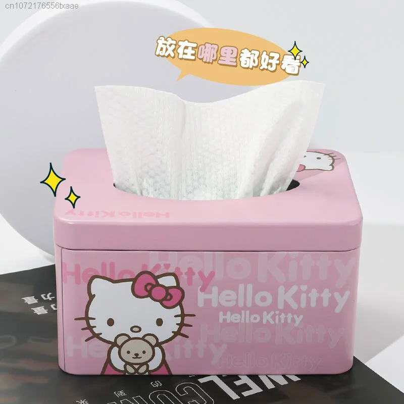 Sanrio Hello Kitty Tissue Case Cartoon Cute Home Restaurant Dormitory Accessories Desktop Decoration Napkin Paper Box Canister 4
