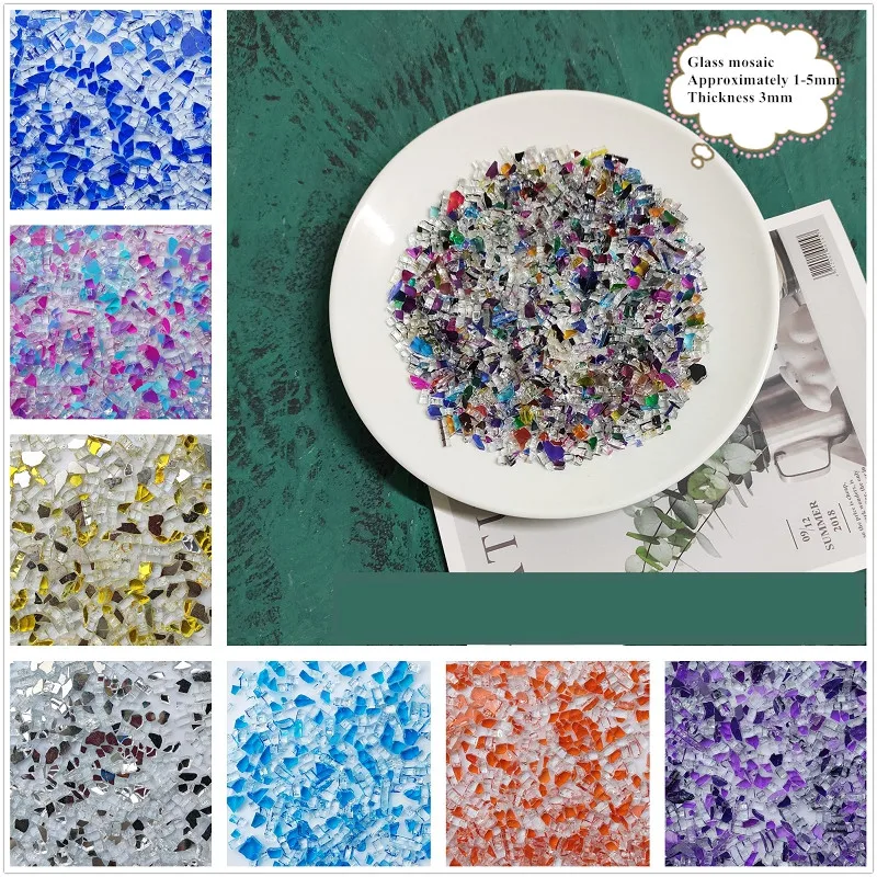 100g Mixed Color Crystal Glass Mirror Mosaic Tiles Irregular Shape Mosaic Stone DIY Art Craft Materials for Kids Children Puzzle