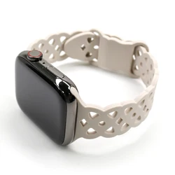 Elegant Lace Silicone Strap - Breathable Bracelet Band for 38mm 40mm 41mm (Beige)