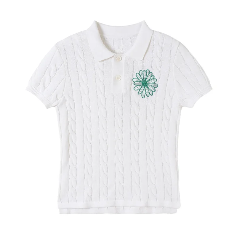 

Daisyed Embroidery Y2k T-Shirts Tee Women Summer Harajuku Fashion Korean Autumn Vintage Polo-neck Short Long Sleeve Overcoat Top