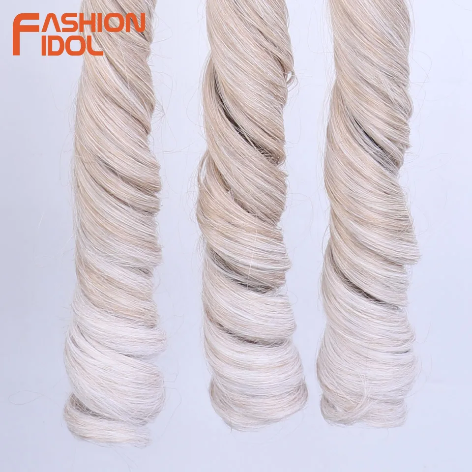 FASHION IDOL 18 Inch French Curly Crochet Braiding Hair Synthetic Blonde Loose Wave Braids Hair Spiral Curls Hair Extensions 4