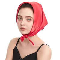 2024 New Fashion Women Satin Silk 60x60CM Square Hijab Solid Color Lady Silk Sunscreen Versatile Bandana Scarves 2