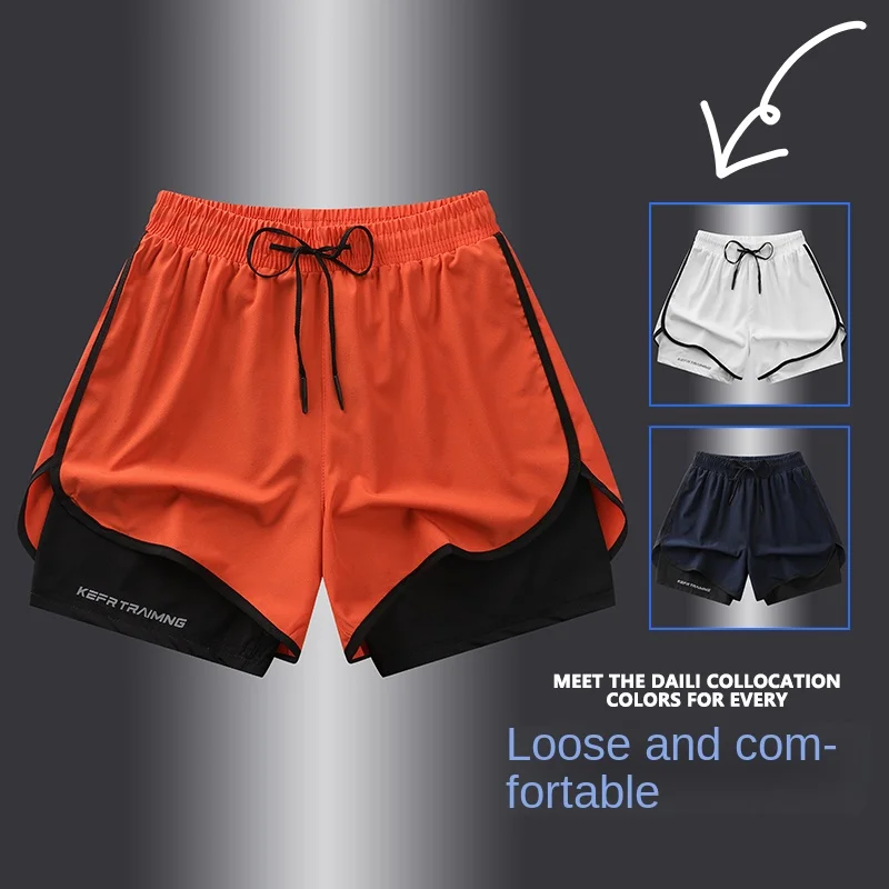 NASA GISS Sports Three Piece Pants Summer Anti glare Double layered Sports Shorts for Men and Women Couples