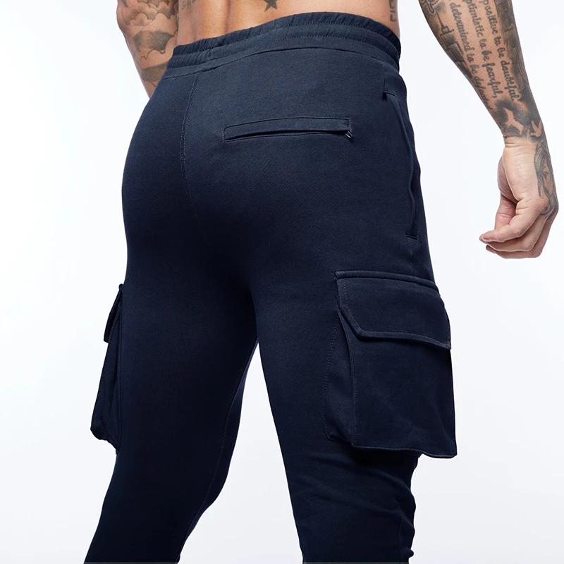 Autumn New Men's Jogging Sweatpants Cotton Pocket Design Running Cargo Pants Gym Men's Fitness Multi-Pocket-Style Training Suit fishing pants