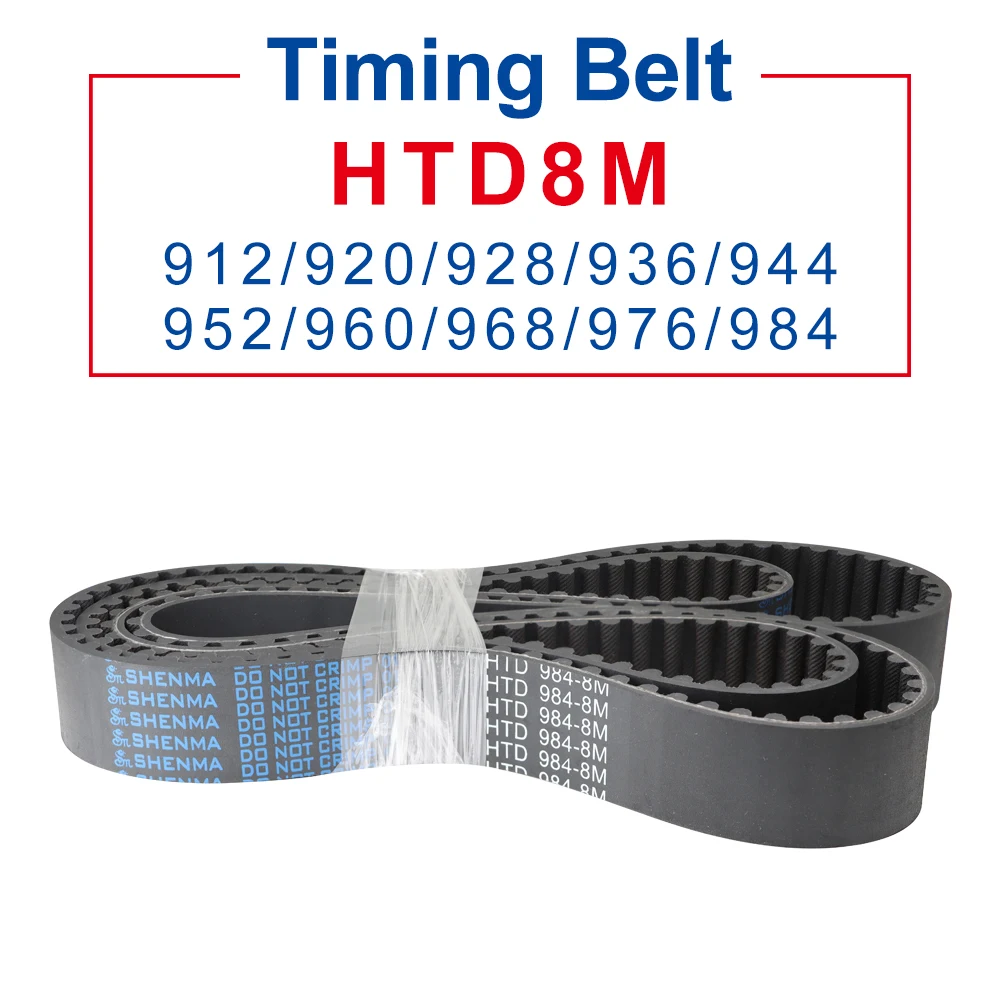 

1 Piece Rubber Belt HTD8M-912/920/928/936/944/952/960/968/976/984 Teeth Pitch 8.0 mm Transmission Belt Width 20/25/30/40 mm