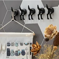 Dog Tail Hooks Hat Coat Key Wall Mounted Hanger Sticker Decoration Creative Tail Kitchen Small Hook Wall Hanging Hole Punching 1