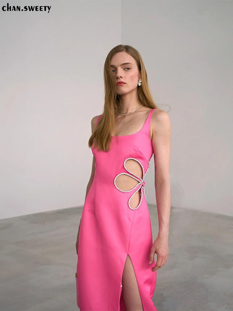 

Сексуальное блестящее платье-мини с цветочным вырезом и блестками, Модное Длинное Платье на бретельках с открытой спиной, новинка 2024, женские платья для клуба