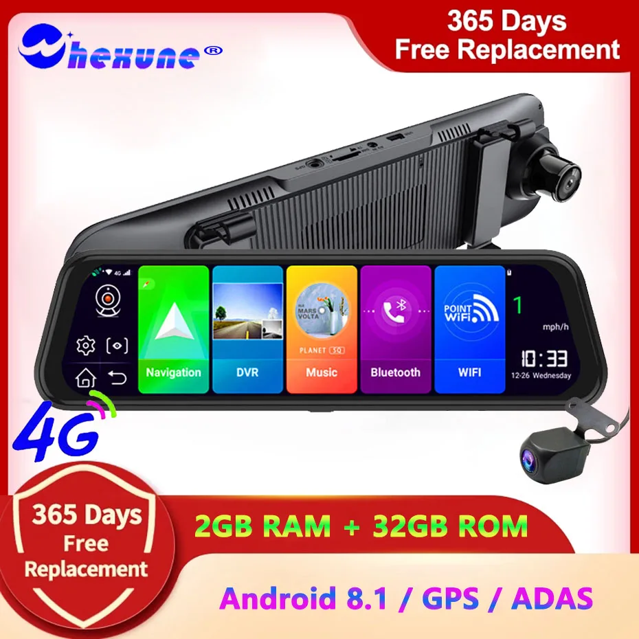 

10 Inch 4G LTE Android 8.1 Dash Cam GPS Car Rearview Mirror WIFI Video Recorder ADAS Navigation FHD 1080P Dual Lens Camera DVR