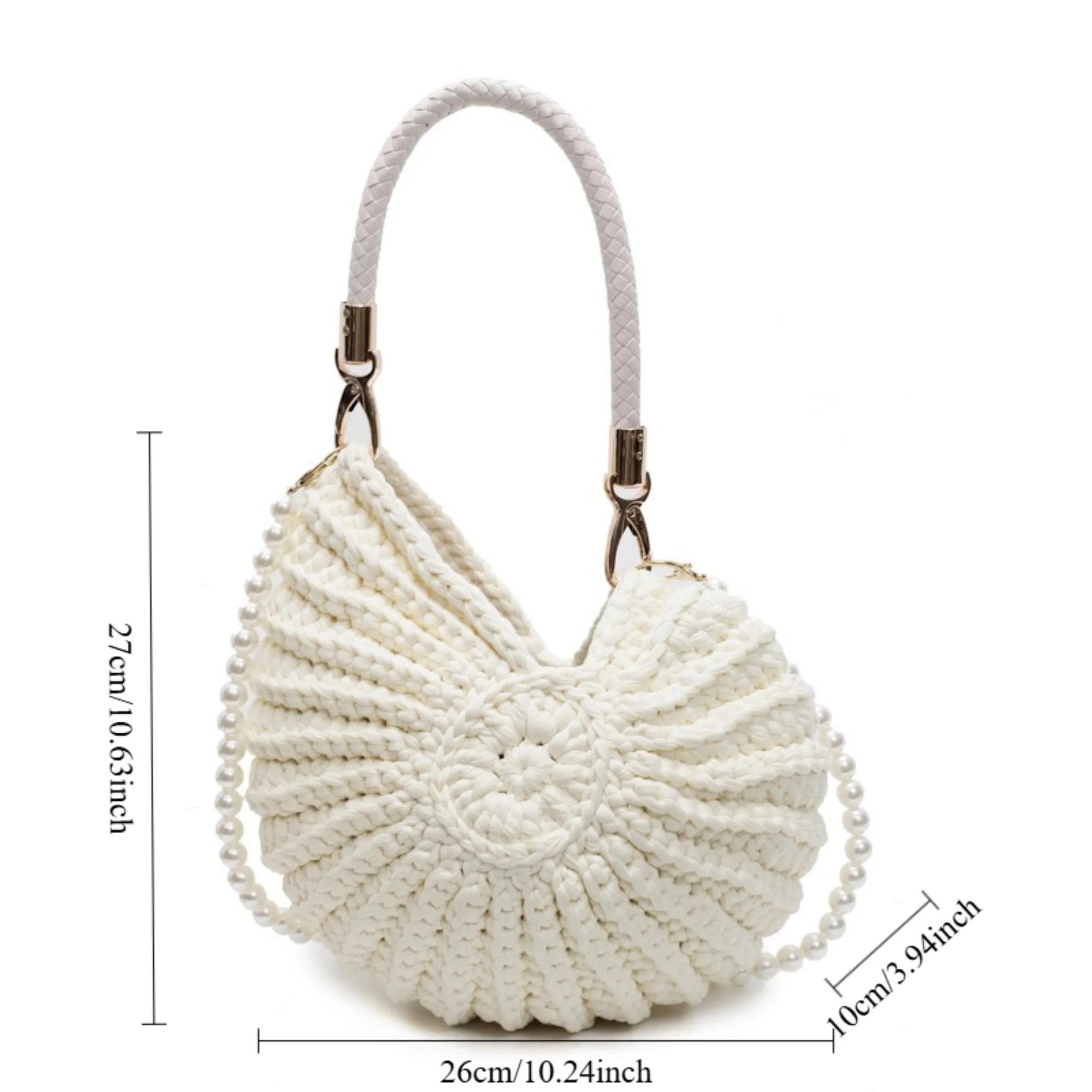 Borsa a tracolla creativa a forma di conchiglia all'uncinetto