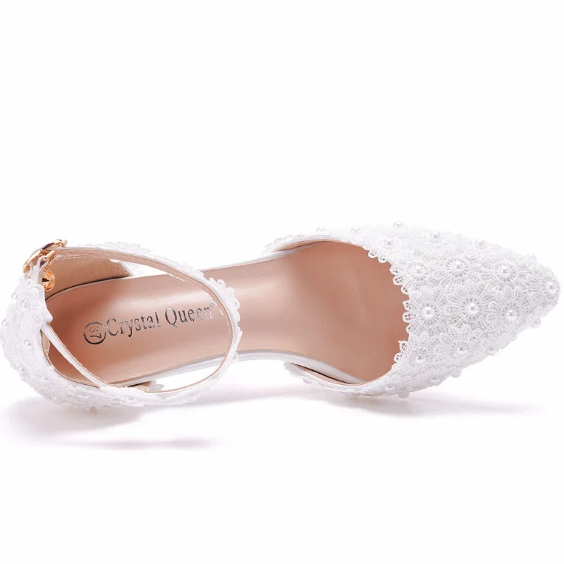 S8587094b10f84d4897f531f3a26b2283t Elegant Pointy Lace Rhinestone Bridal High Heel Sandals for Women