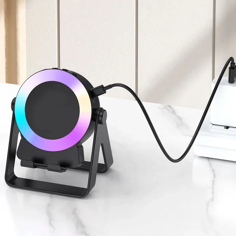 Multifunction 4 IN 1 Wireless Induction Audio Speaker, 360° Rotation Stand with LED-Universal Speaker Stands