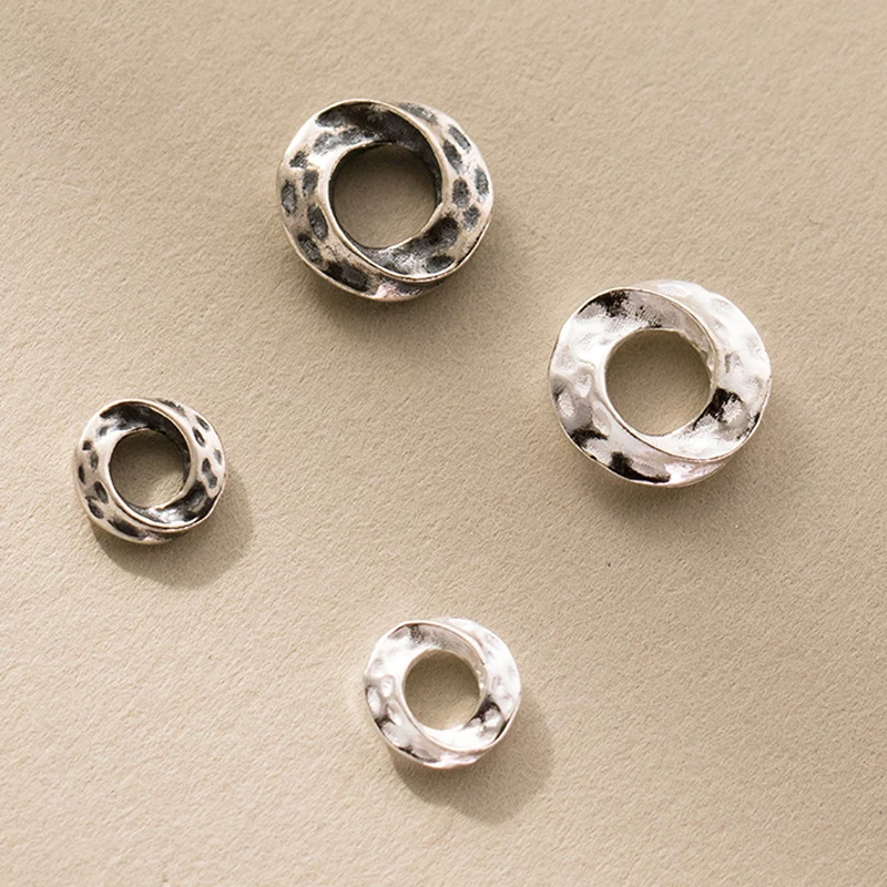 

1pc/Lot 925 Sterling Silver Twisted Circle Loose Beads 7mm 10mm Spiral Rings Connector Big Hole Spacers DIY Jewelry Bracelets