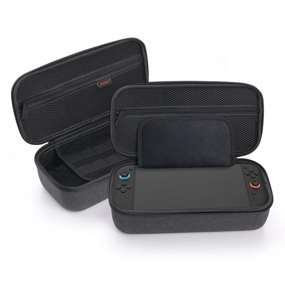 For Switch 2 Carrying Case with 8-Bit Game Cartridge Storage Box Portable Storage Bag W/ Mesh Pocket Protective Travel Bag