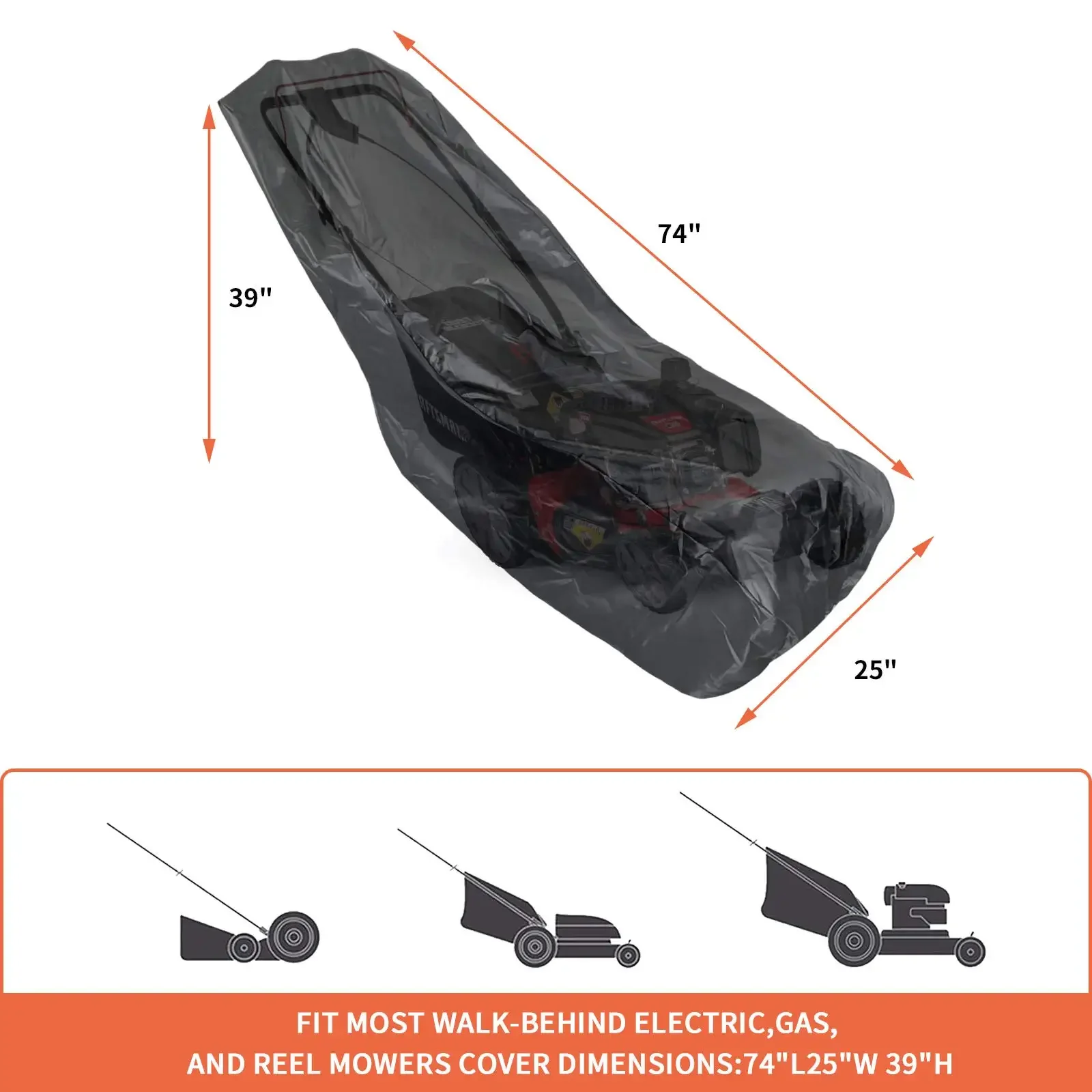 Lawn Mower Cover Waterproof Heavy Duty Push Mower Covers Outdoor Dust UV Protection Universal with Cover Storage Bag