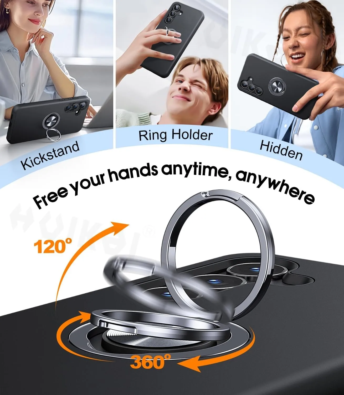 Dual Layer Military Grade Shockproof Metal Ring Slim Fit Phone Case