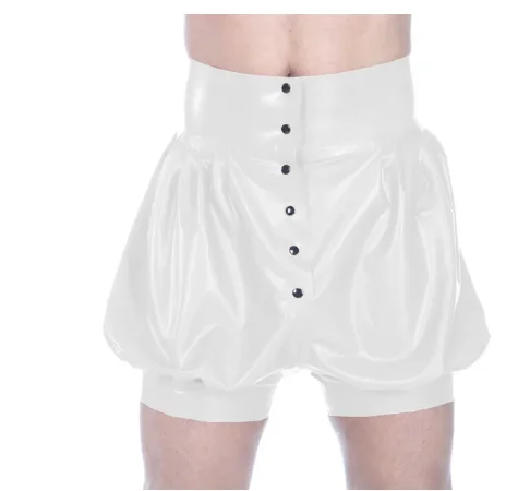 

Latex Rubber Gummi Catsuit shorts Cosplay pants Handmade floral fashionable Button