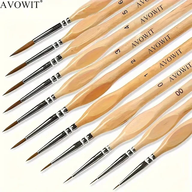 11pcs Detail Brush Set, Triangle Handle Micro Brush, Acrylic Painting Art Brush, Model Oil Painting, Digital Painting Set 1