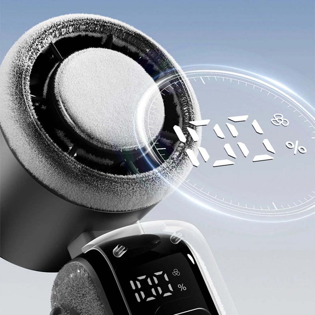 Portable Handheld Turbo Fan LED Display Rechargeable Mini Fan 5 Gear High Speeds Adjustable Foldable Mini Hand Fans with lanyard