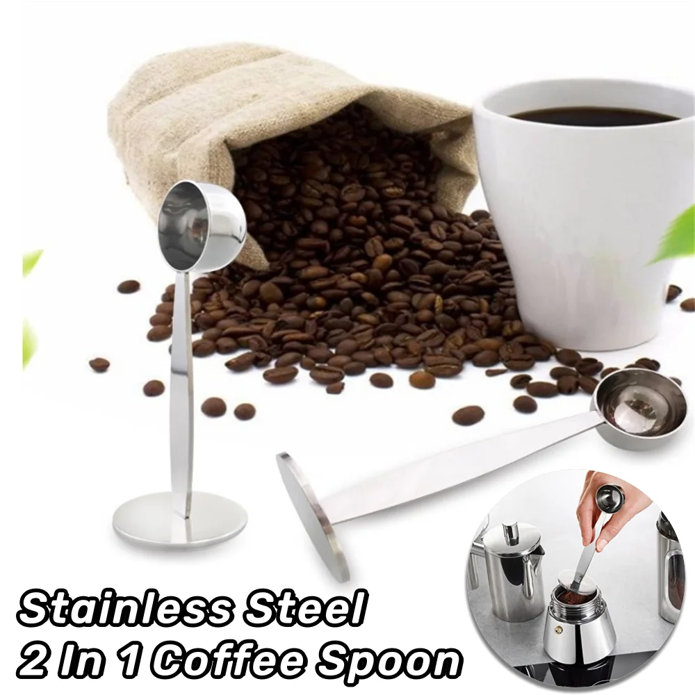 

Stainless Steel Stand Tamper Spoon Tools 2 In 1 Coffee Scoop Portable Coffee Powder Measuring Scoops