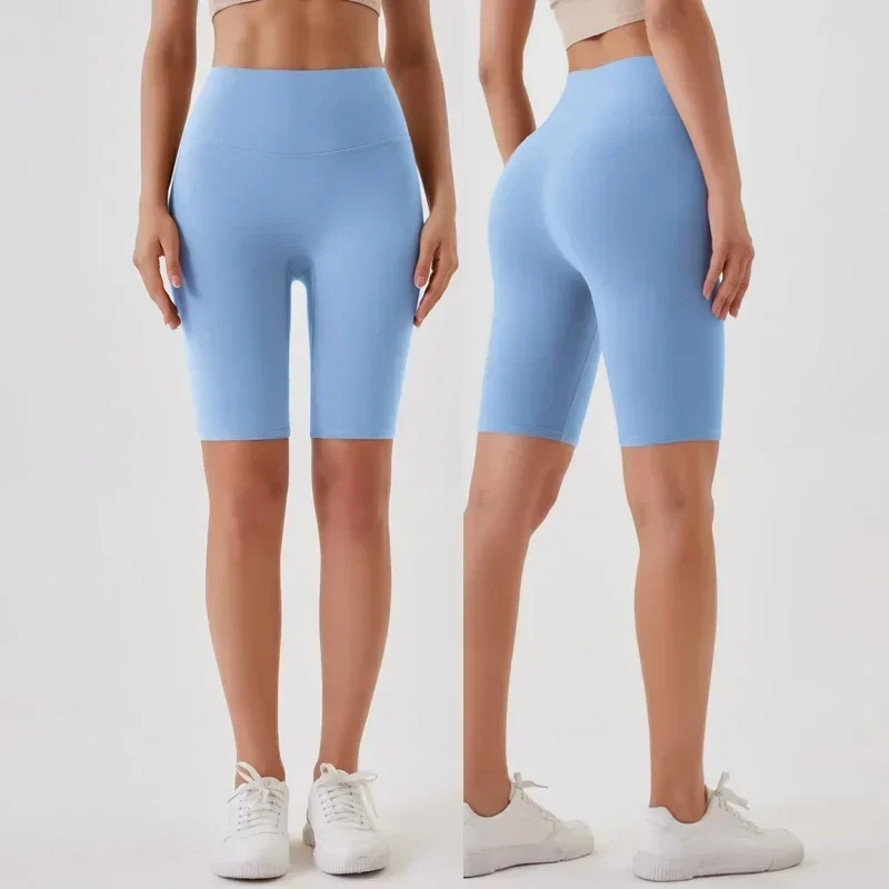 style yoga leggings without T-line, skin friendly and hip lifting, gym exercise, cycling sports shorts, elastic 5-point shorts