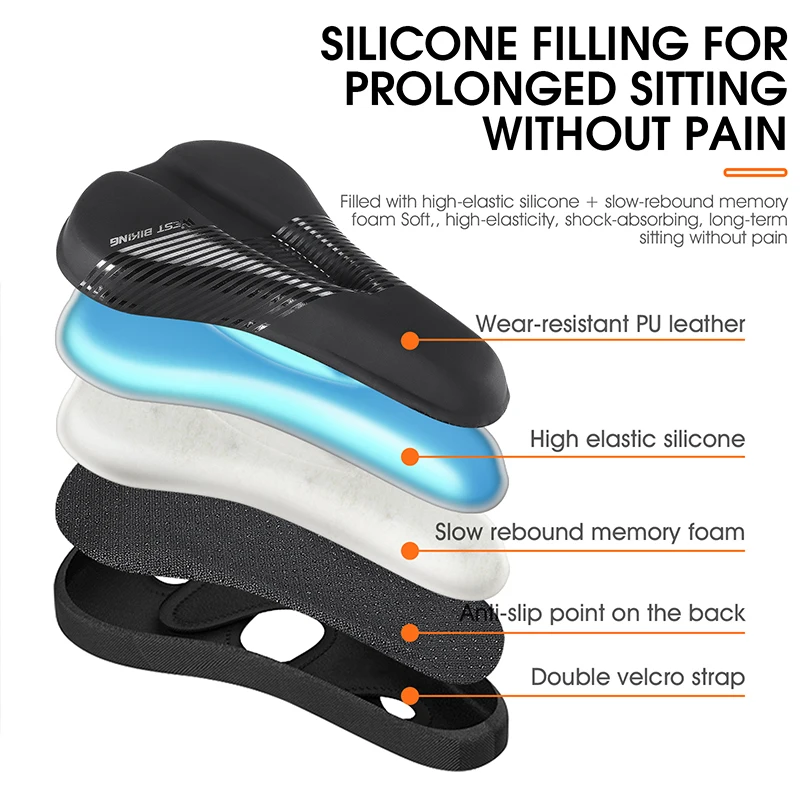 Bicycle Saddle Cover Bicycle Seat Cover WEST BIKING Waterproof Soft Gel Non-Slip Shock Absorption PU Leather 3D Seat