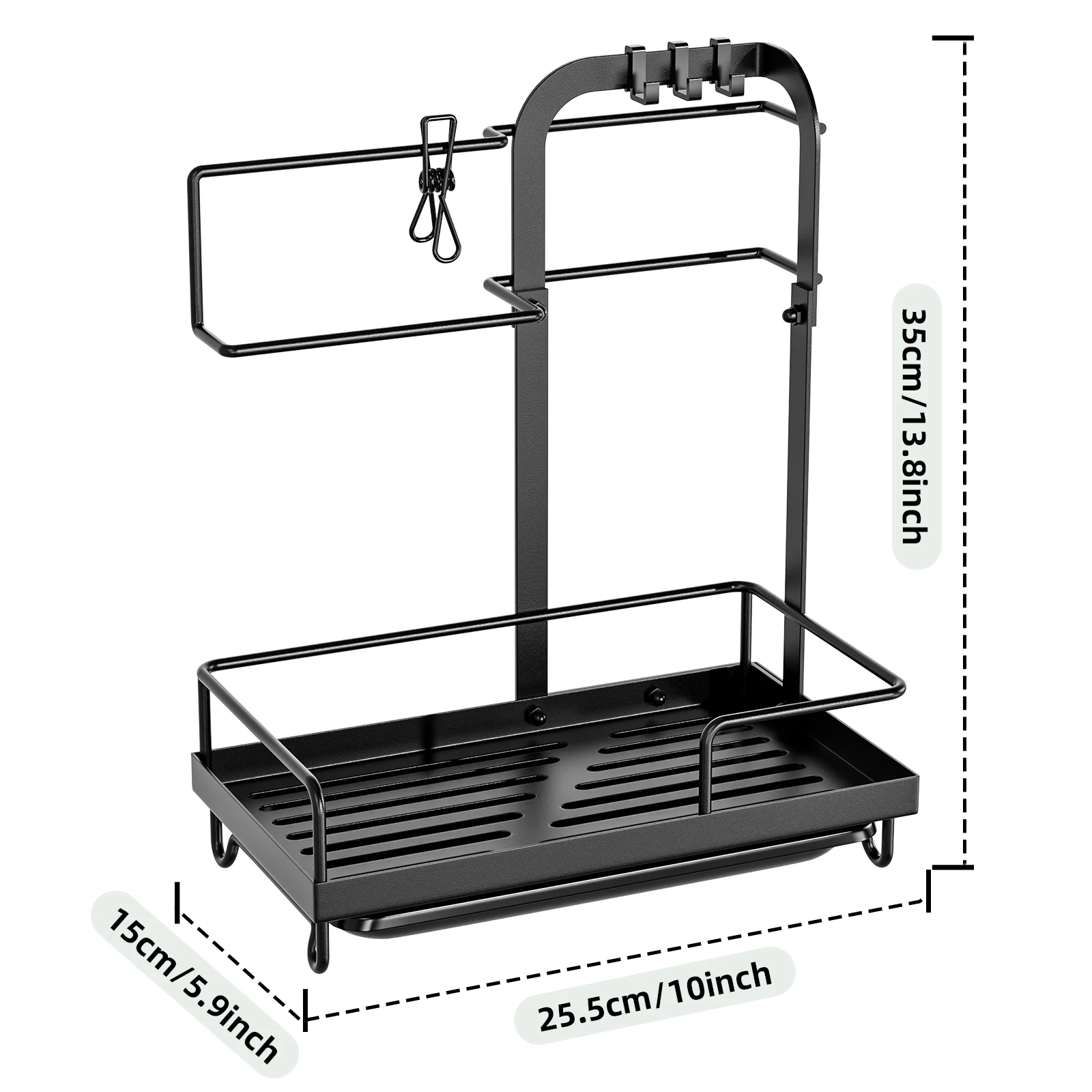 kitchen sink storage rack,faucet sponge rag holder,Bathroom drain rack with hook,Soap and cleaning supplies storage box 2
