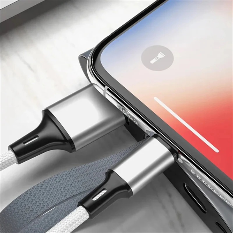 20W 브레이드 와이어 고속 충전 USB 케이블 (아이폰 X, XR, XS Max, 11, 12, 13 mini, 14 Pro Max, 7, 8, 14 Plus 호환) 급속 충전 USB 데이터 케이블
