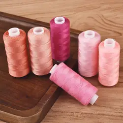 Vibrant 6-Color Yarn Sewing Thread Set - 100% Polyester, 400 Yards Each, Durable for Hand Embroidery & Home Sewing (Pink series)
