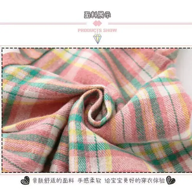 여아용 빈티지 격자 무늬 셔츠, 긴 소매 라펠 싱글 브레스트 가디건 베이스 티셔츠, 면 의류, 2-9 세 용수철 가을