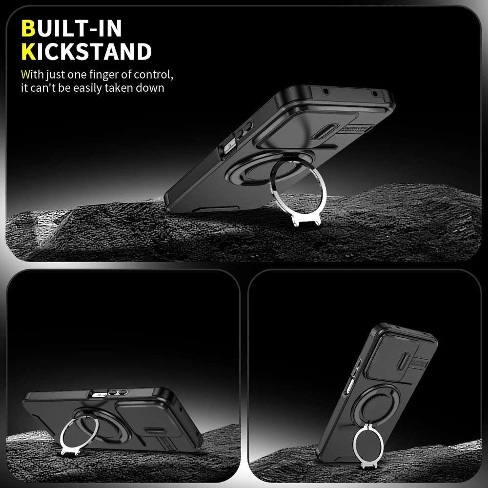 Magnetic Ring Holder Armor Case with MagSafe Wireless Charging Compatibility