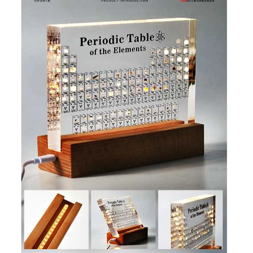 1 Pc/Pack English-Version Enbedded Elements of physical objects Chemical periodic table gift ornaments with Backlight